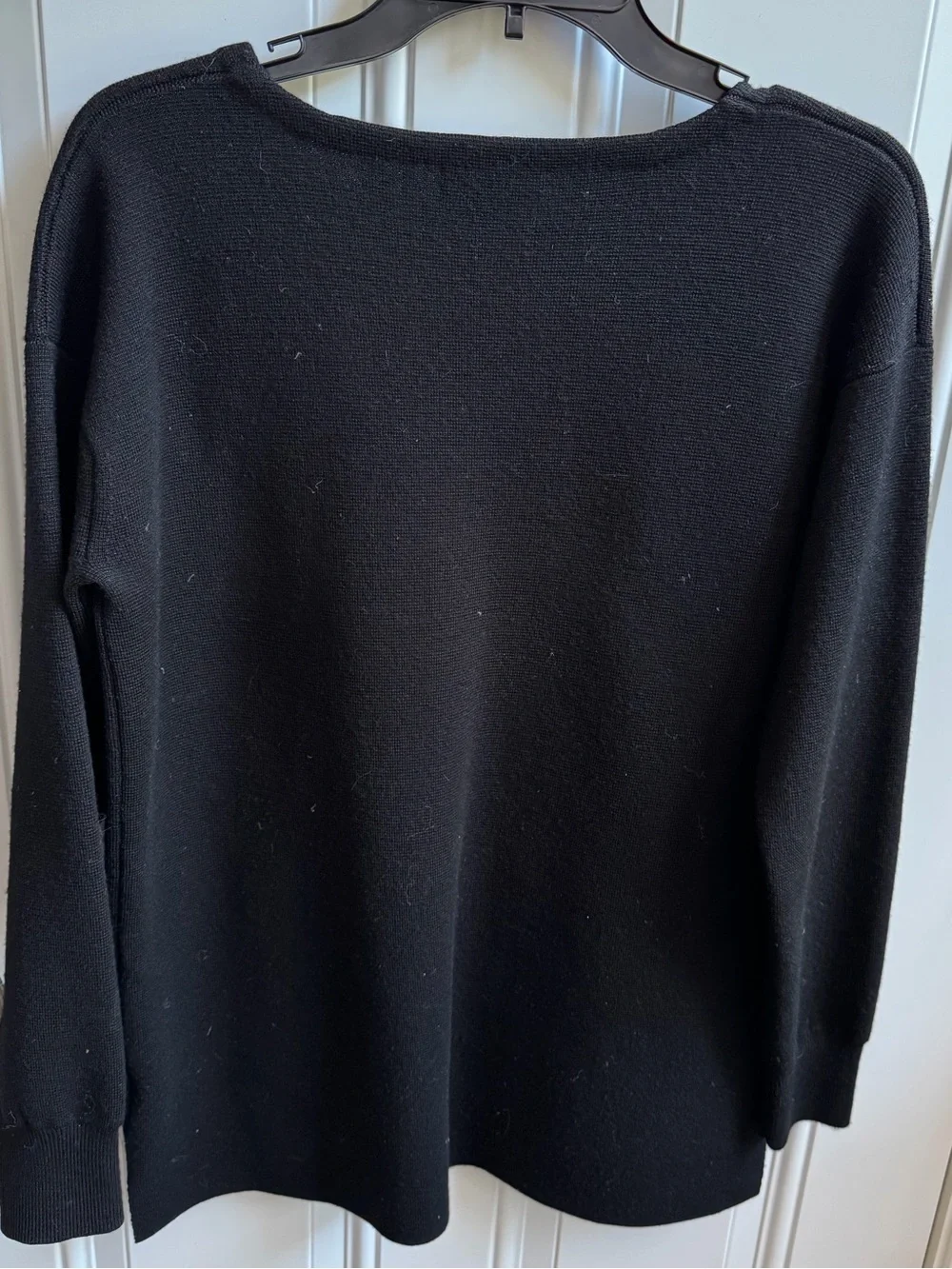 J. Crew Black Crewneck Sweater with Leather Front Pockets - Picture 2 of 4